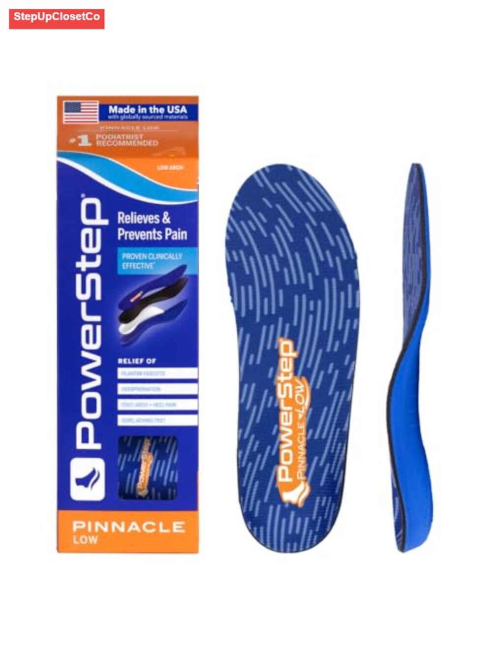 PowerStep Pinnacle Low Insoles Low Arch Support Flat Feet Relief